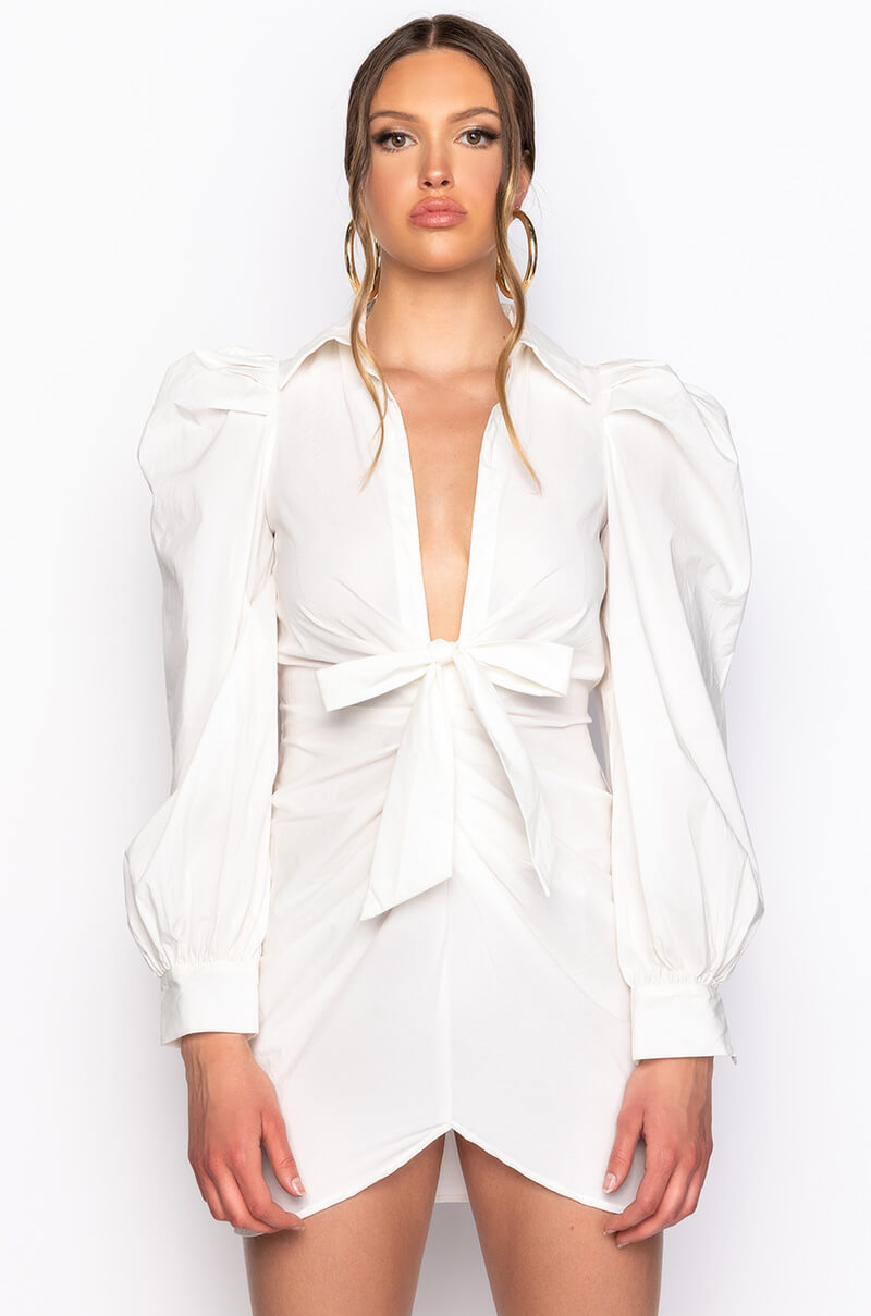 OUT OF MY WAY SLEEVE DETAIL MINI DRESS