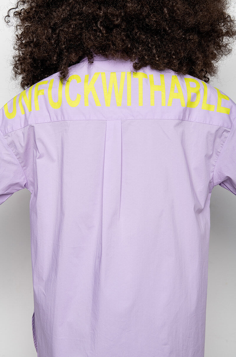 OUTSIDE THE COMFORT ZONE POPLIN BUTTON DOWN BLOUSE