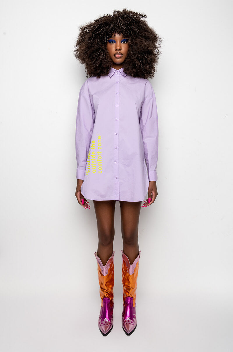 OUTSIDE THE COMFORT ZONE POPLIN BUTTON DOWN BLOUSE