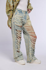 OVER IT DISTRESSED HIGH RISE JEANS
