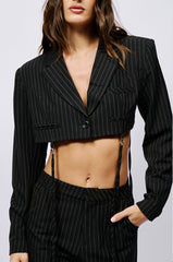 OVER THE TOP CROPPED BLAZER IN BLACK