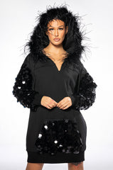 OVER THE TOP HOODED DRESS