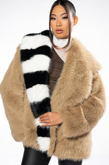 OVERSIZE SOFT FAUX FUR STRIPE JACKET