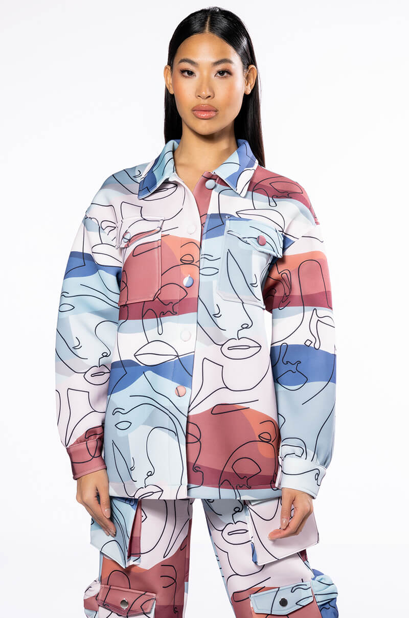OVERSIZED PRINTED BUTTON DOWN