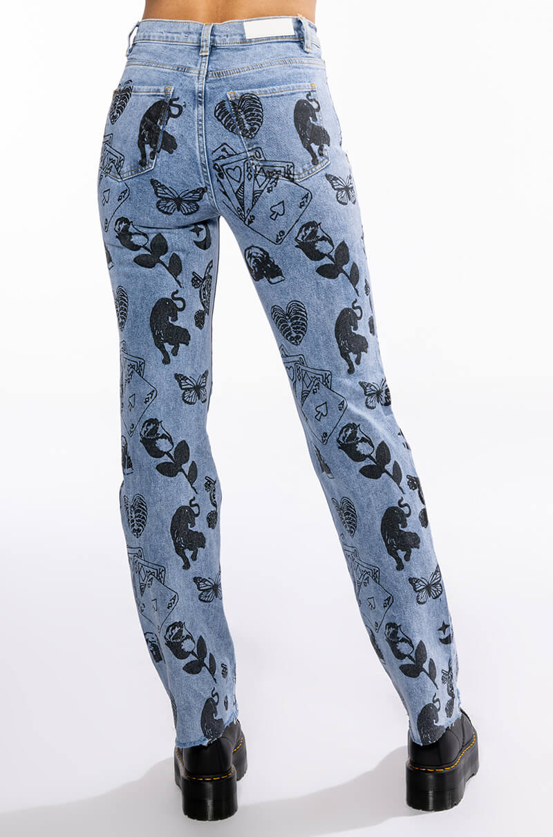 PAINTED TATTOO STRAIGHT LEG DENIM