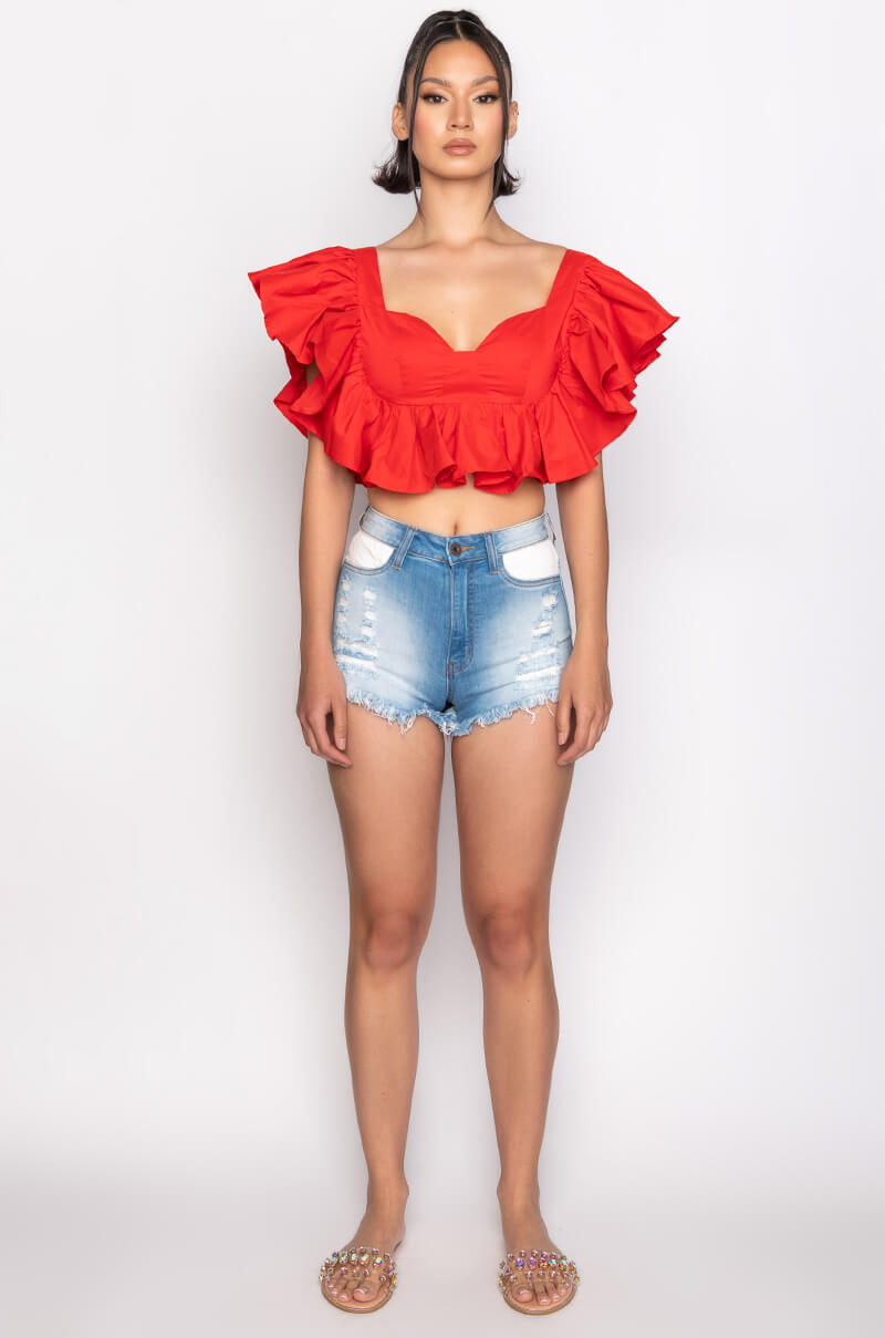 PARADISE HIGH RISE DENIM SHORTS