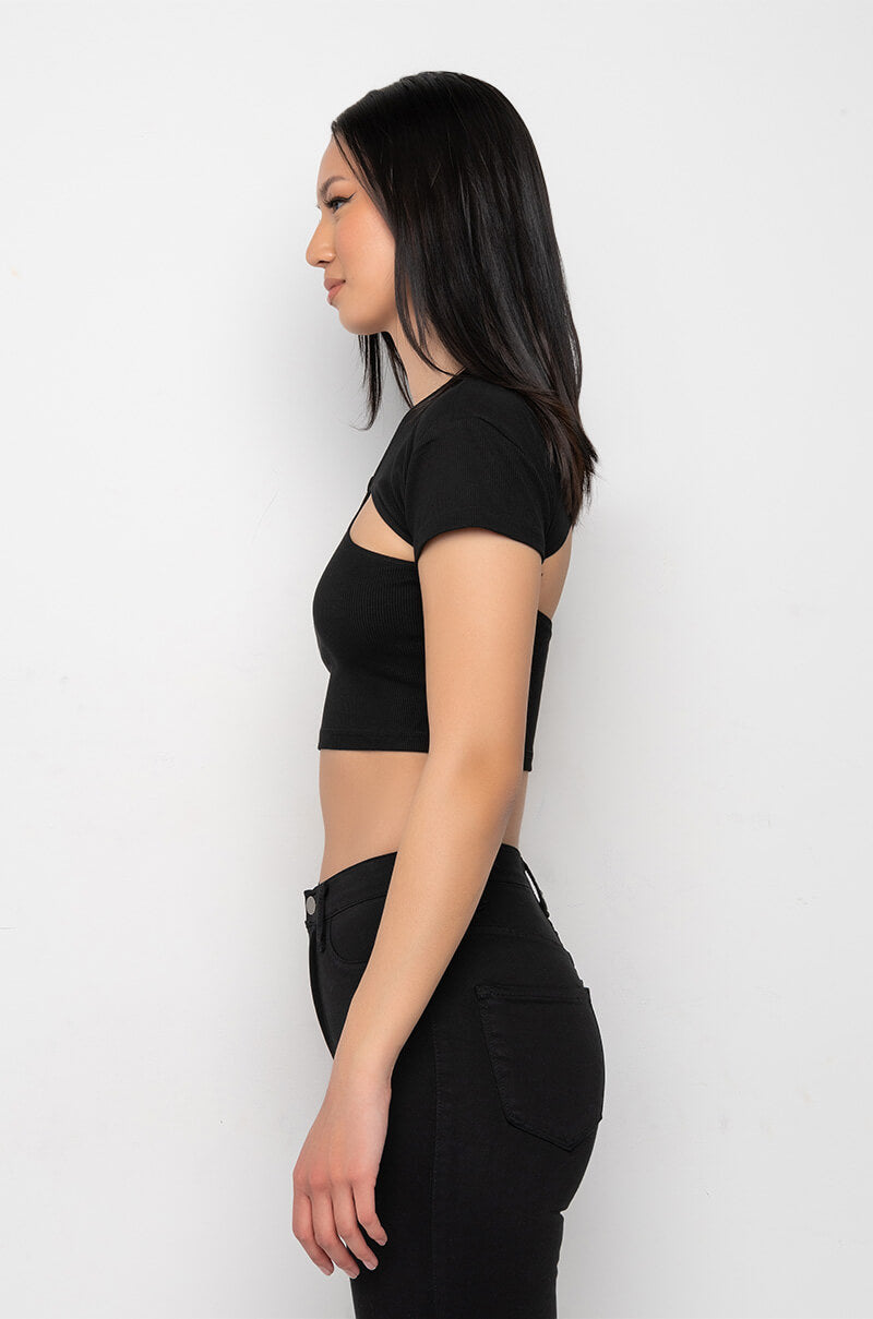 EUROPA RIBBED CUTOUT CROP TOP