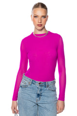 PAXTON SEXY MESH LONG SLEEVE FUNNEL NECK BODYSUIT