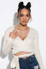 PEACHY CROPPED WRAP TOP