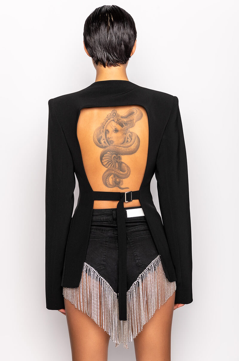 PEEK A BOO RHINESTONE ACCENT BLAZER