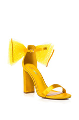 LUIS SATIN BOW SANDAL IN YELLOW