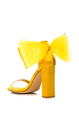 LUIS SATIN BOW SANDAL IN YELLOW