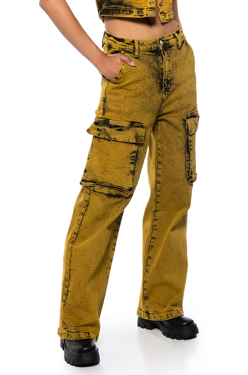 PHOENIX ACID WASH WIDE LEG JEANS