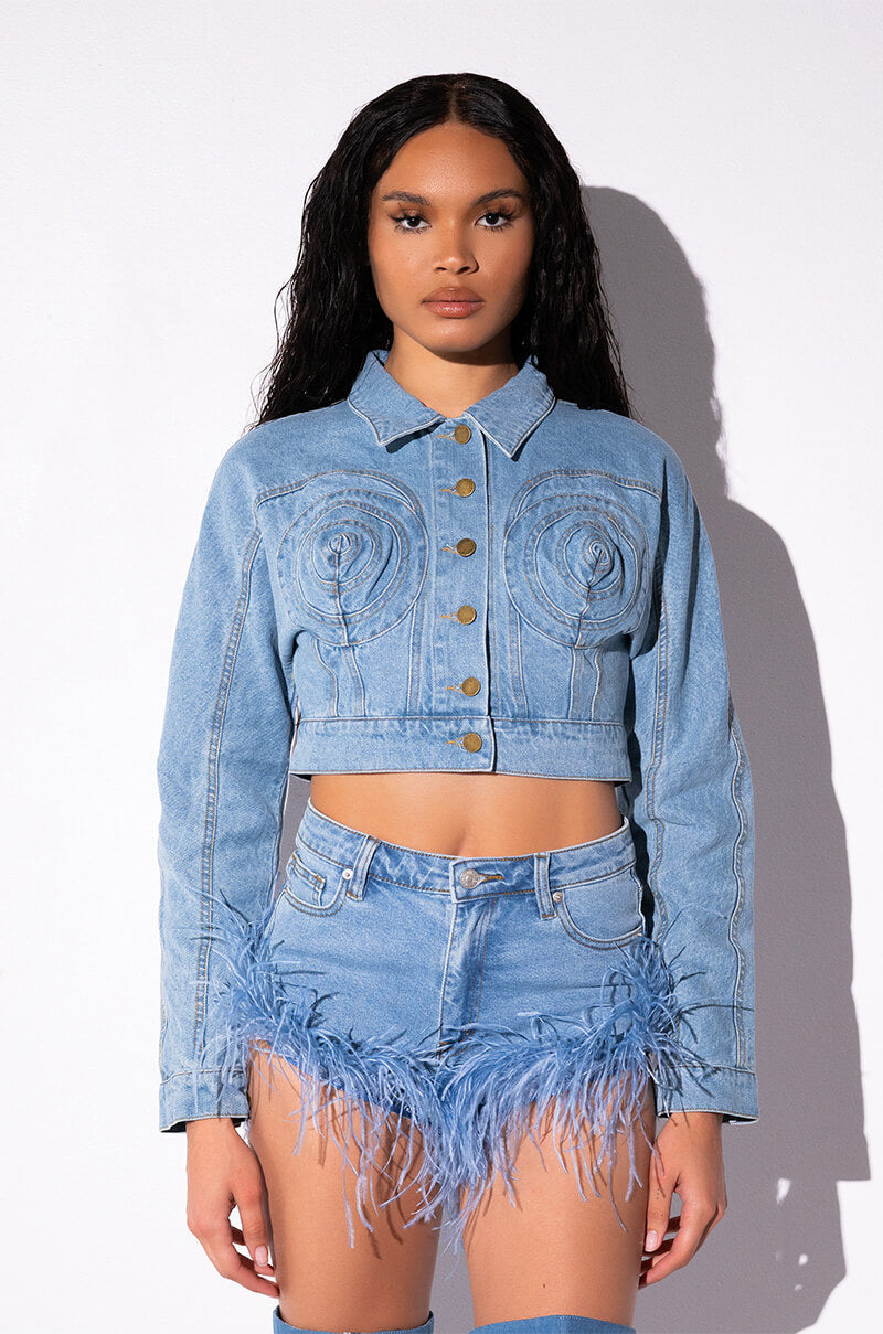 PIQUE TIME CROP DENIM JACKET