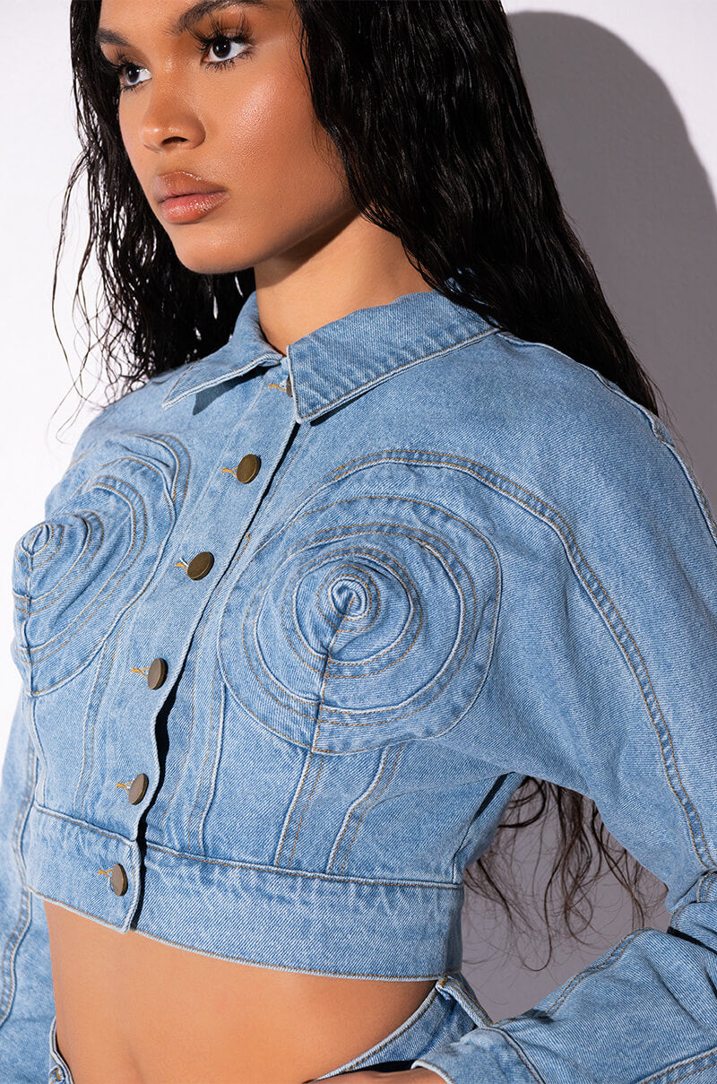 PIQUE TIME CROP DENIM JACKET