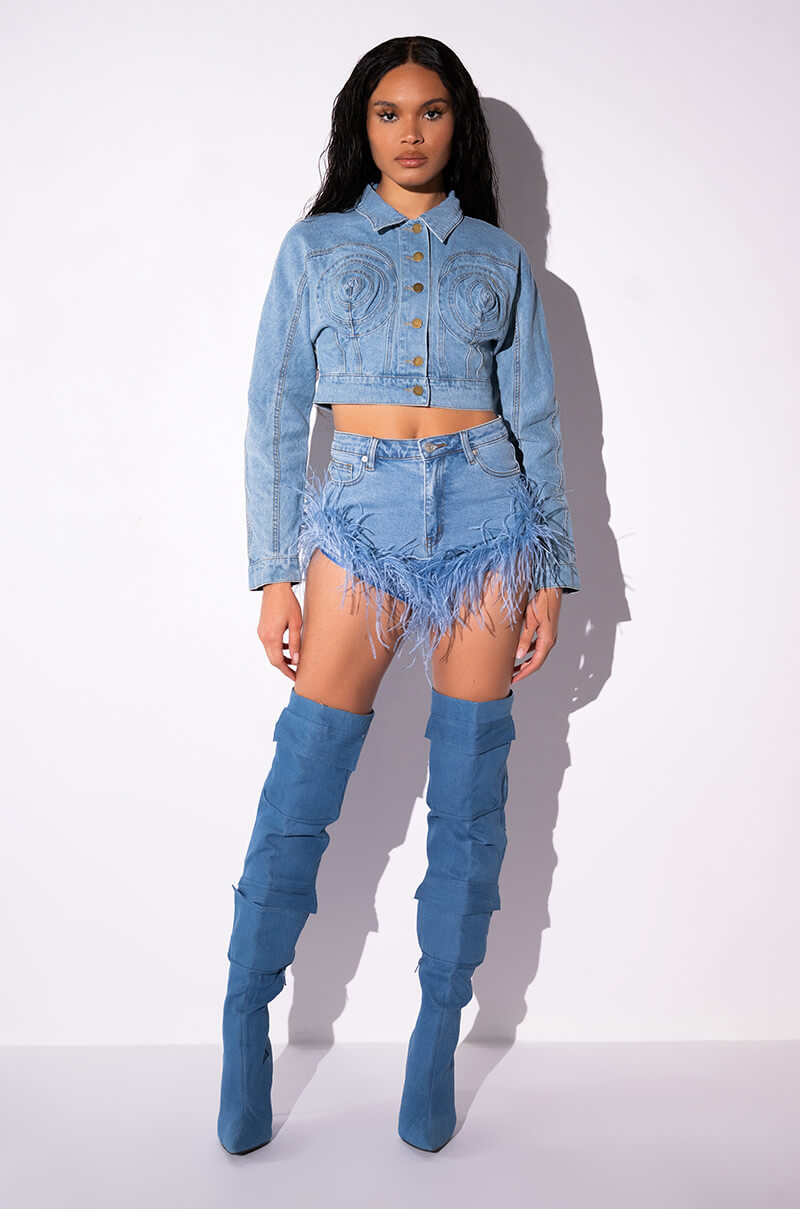 PIQUE TIME CROP DENIM JACKET