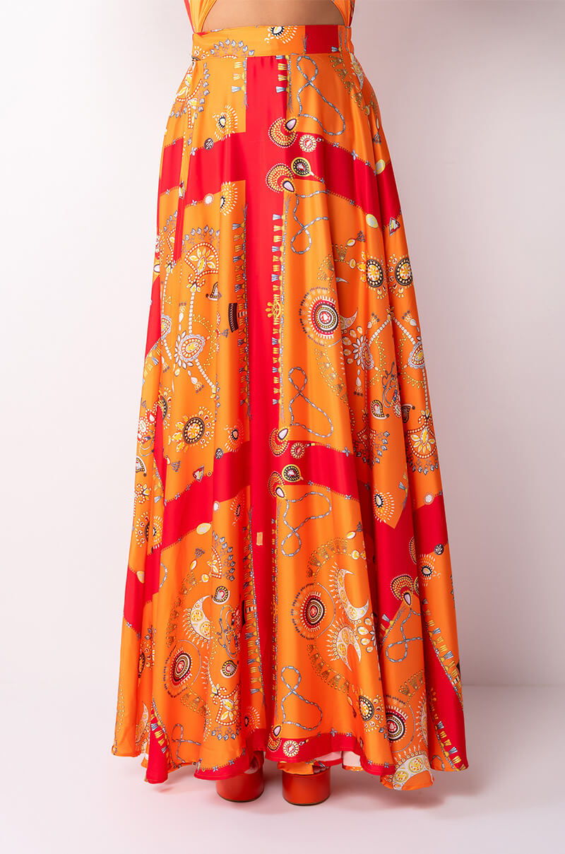 PLACES TO BE SATIN MAXI WRAP SKIRT
