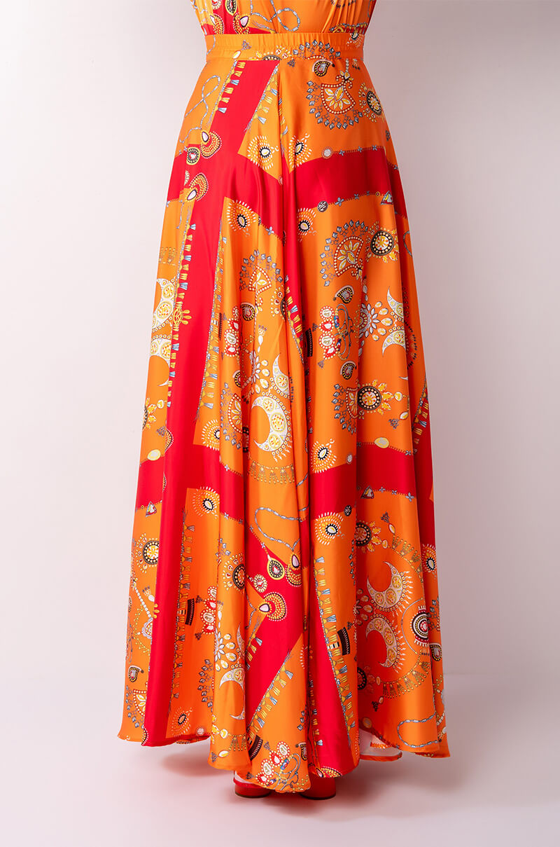 PLACES TO BE SATIN MAXI WRAP SKIRT