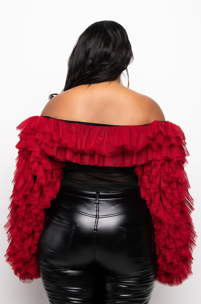 PLUS AWARD WINNER MULTI RUFFLE BODYSUIT