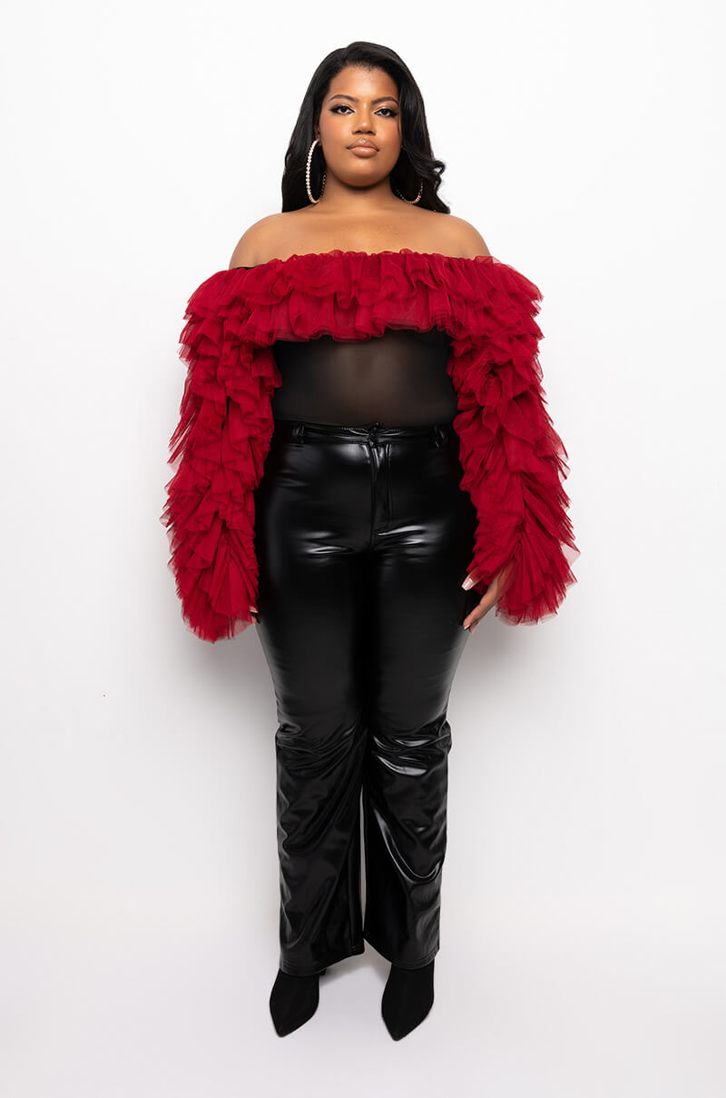 PLUS AWARD WINNER MULTI RUFFLE BODYSUIT