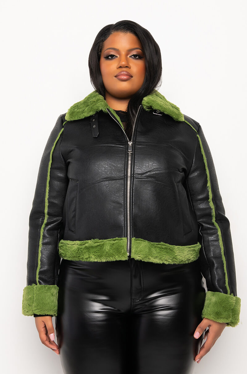 PLUS AZALEA WANG GRINCH BONDED PU JACKET