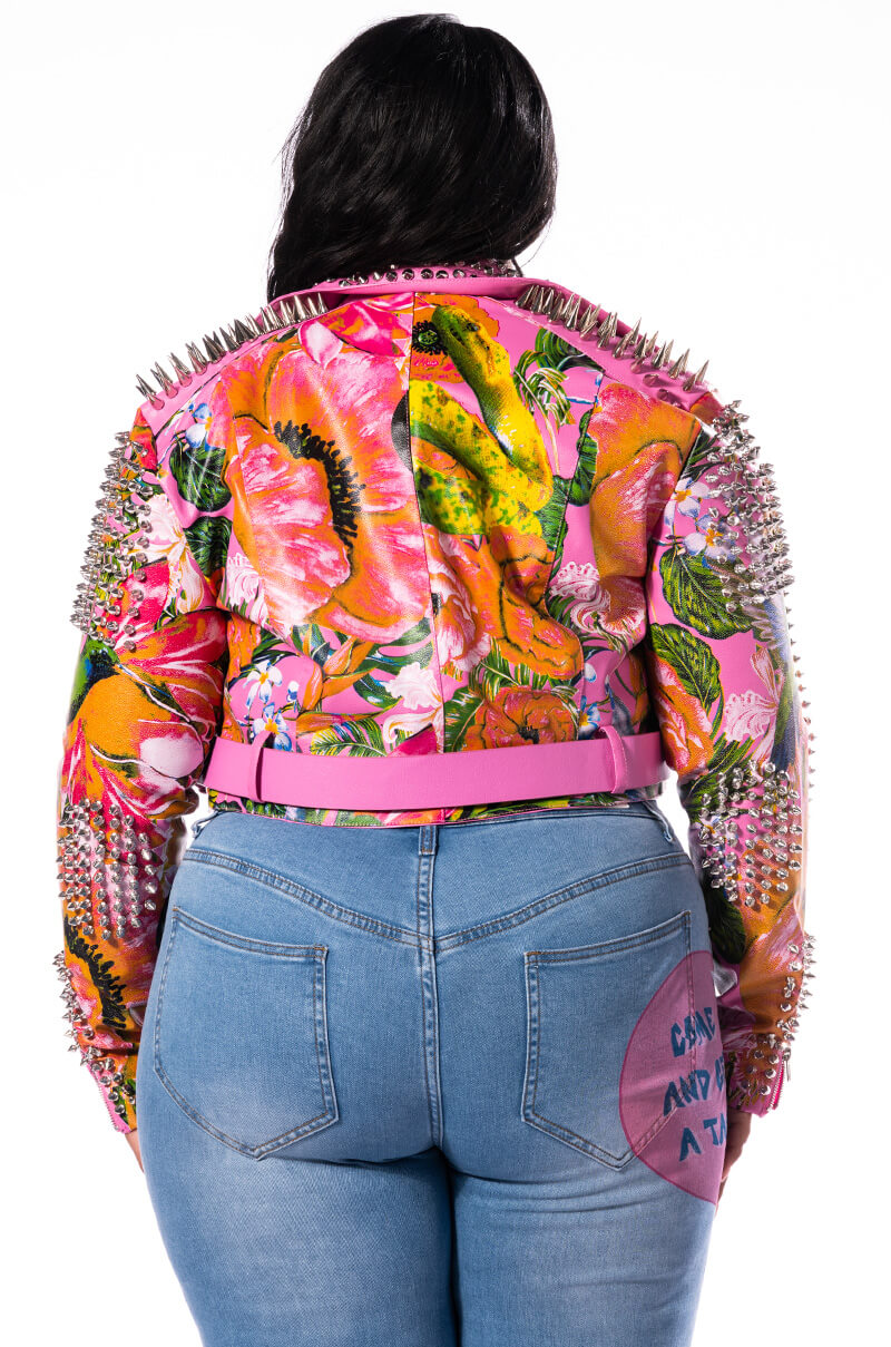 PLUS SPRING FEVER FLORAL MOTO JACKET
