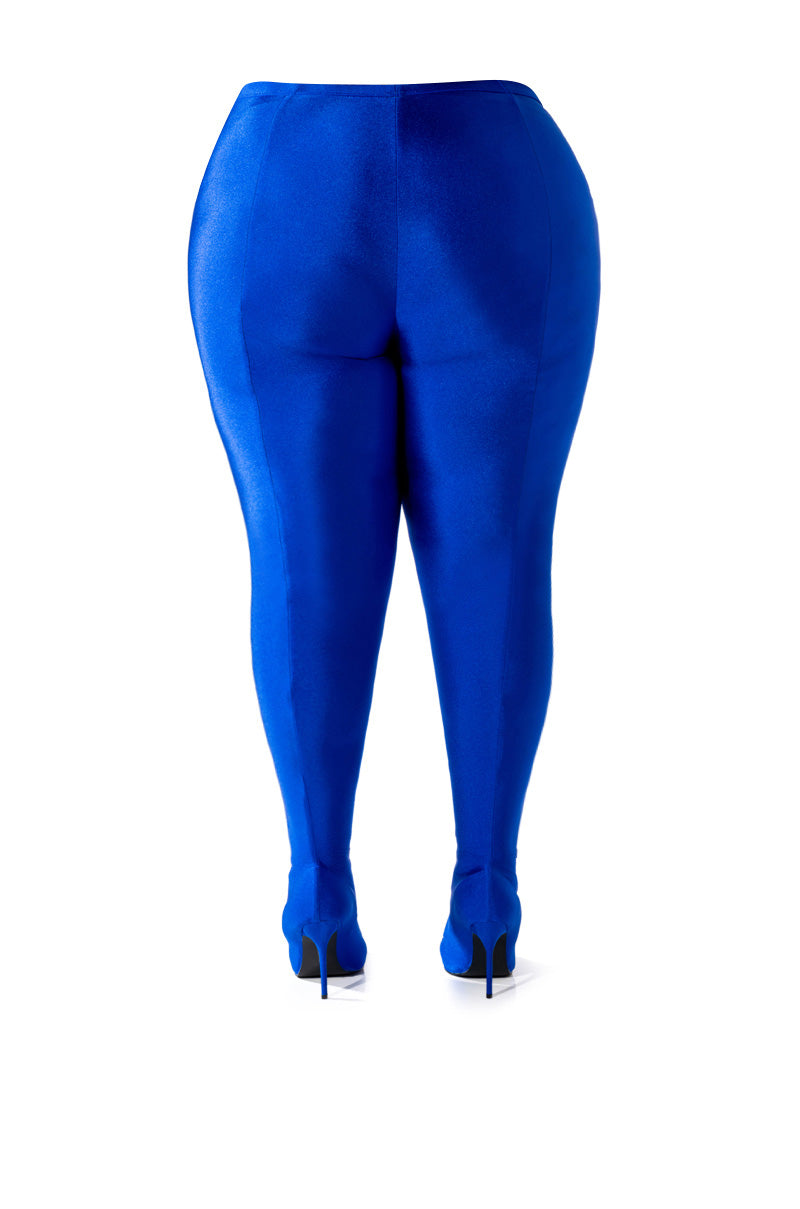 AZALEA WANG TAYTAY PLUS SIZE STILETTO BOOT PANT IN BLUE STRETCH