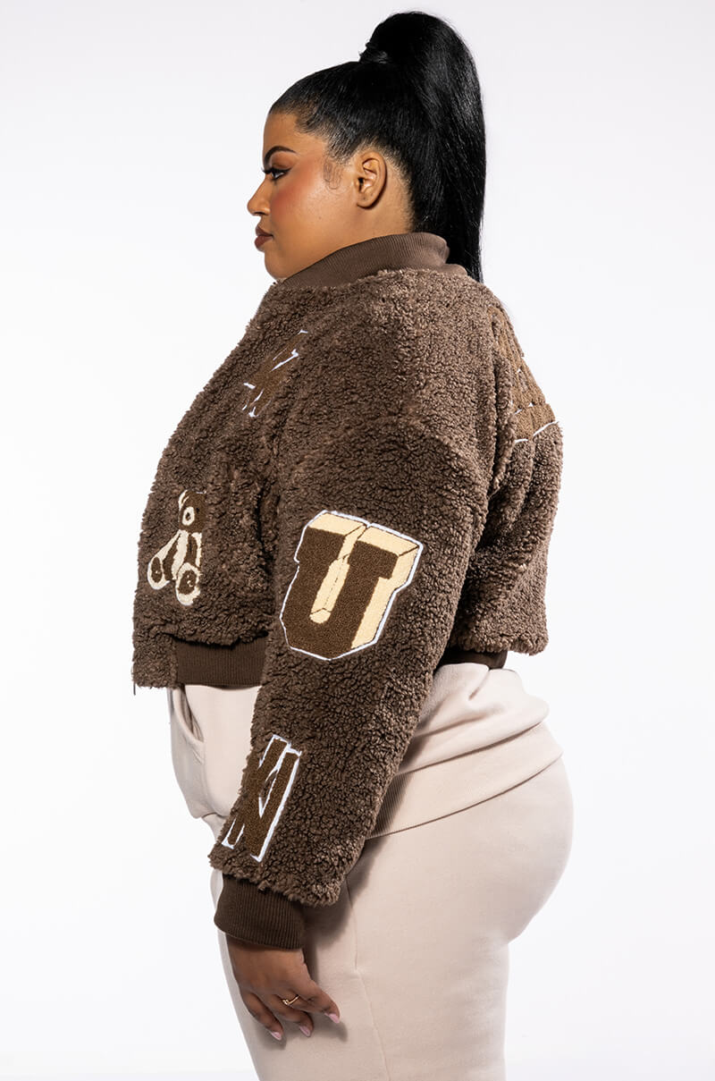 PLUS AZALEA WANG TEDDY VARSITY BOMBER