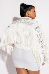 PLUS KARL WON THE JACKPOT FRINGE HITCHED MOTO JACKET