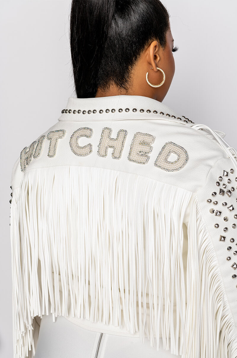 PLUS KARL WON THE JACKPOT FRINGE HITCHED MOTO JACKET