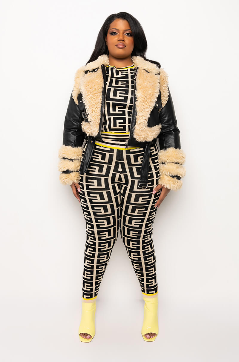 PLUS AZALEA WANG YURI SHERPA MOTO JACKET