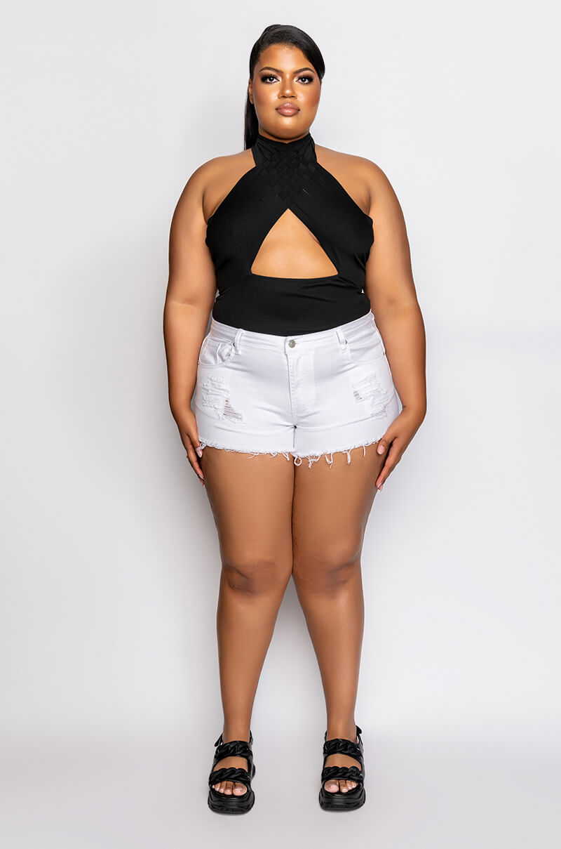 PLUS BELLA VITA DISTRESSED DENIM SHORT