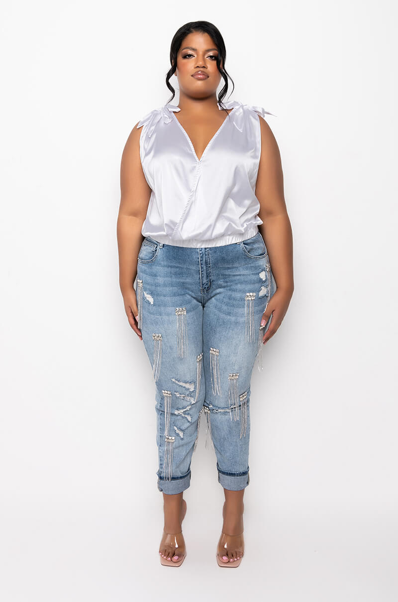 PLUS LELANI BOW DETAIL SLEEVELESS BLOUSE