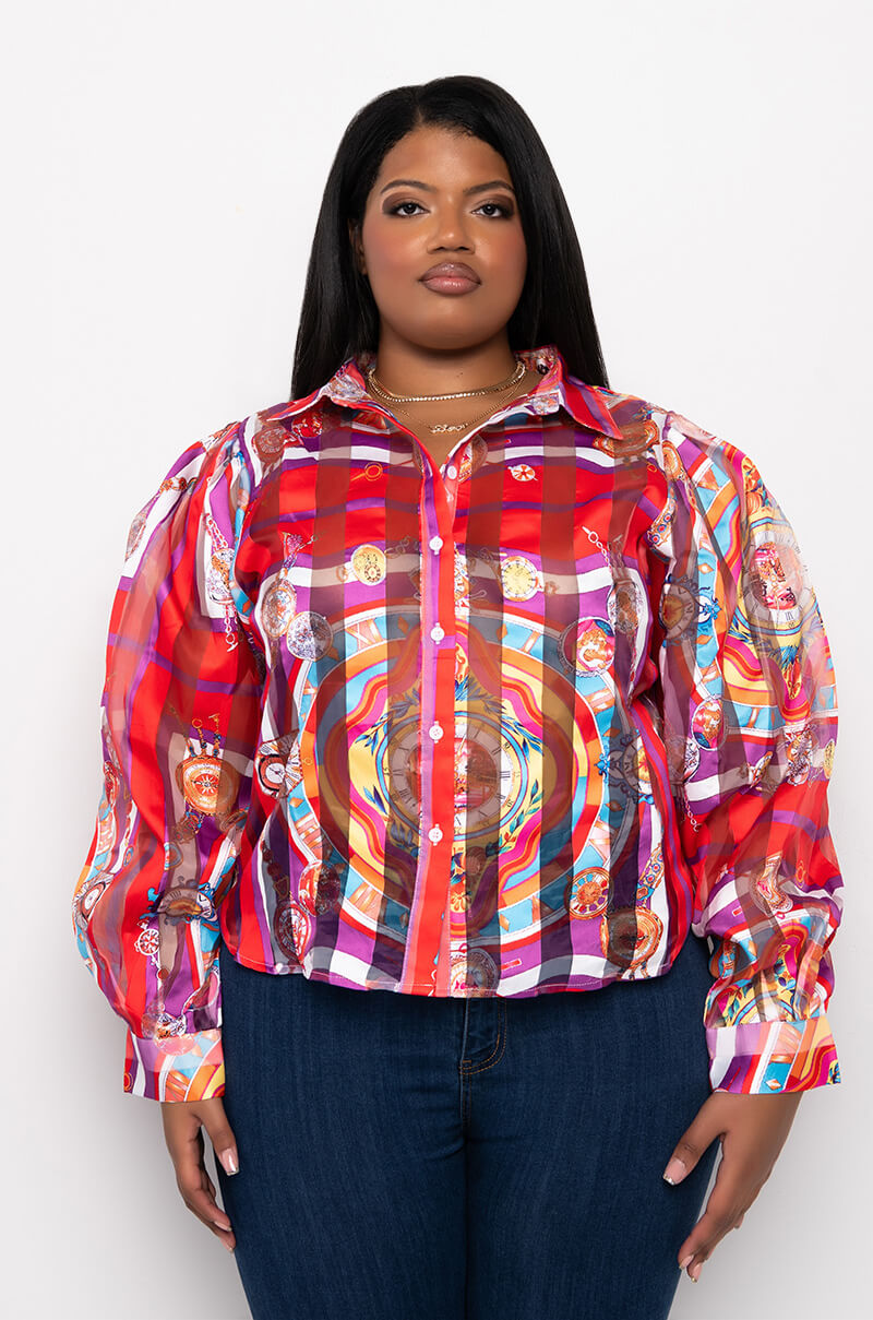 PLUS C'EST LA VIE PRINTED BLOUSE