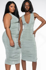 PLUS CLASS ACT SLINKY MIDI DRESS