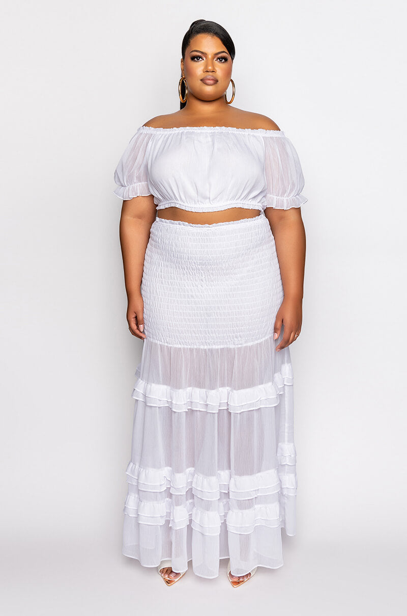 PLUS DELILAH SMOCKED MAXI SKIRT