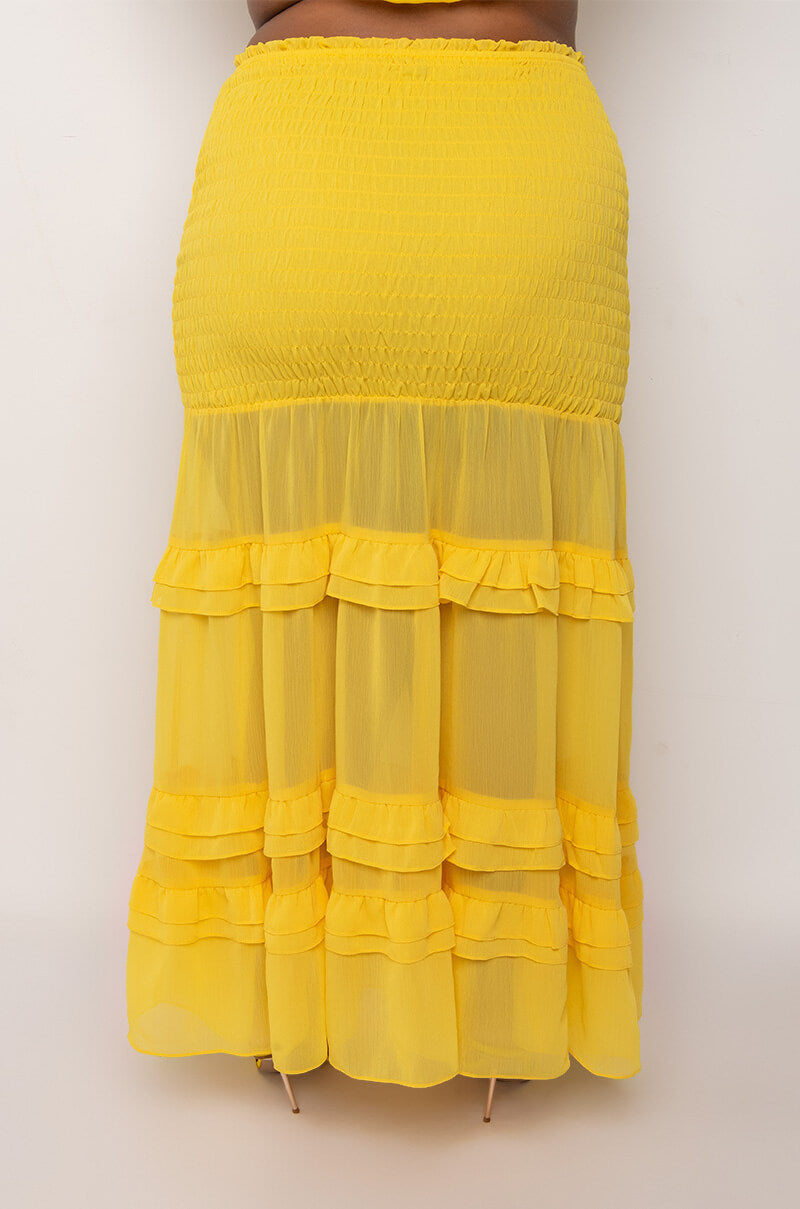 PLUS DELILAH SMOCKED MAXI SKIRT