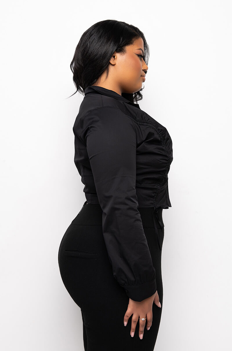 PLUS ELENA RUCHED PUFF SLEEVE BLOUSE