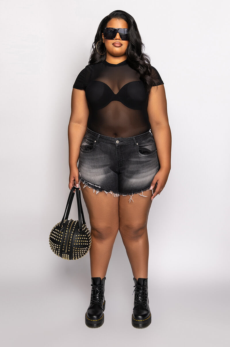 PLUS FLEX-FIT HIGH WAISTED SUPER STRETCHY DENIM SHORTS