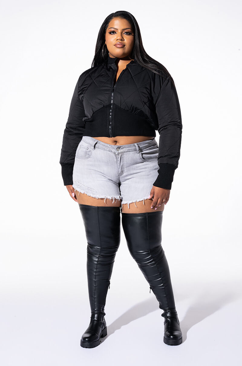 PLUS FLEX-FIT HIGH WAISTED SUPER STRETCHY DENIM SHORTS