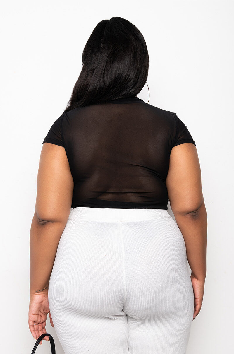 PLUS SO FIERCE SHORT SLEEVE MOCK NECK BODYSUIT