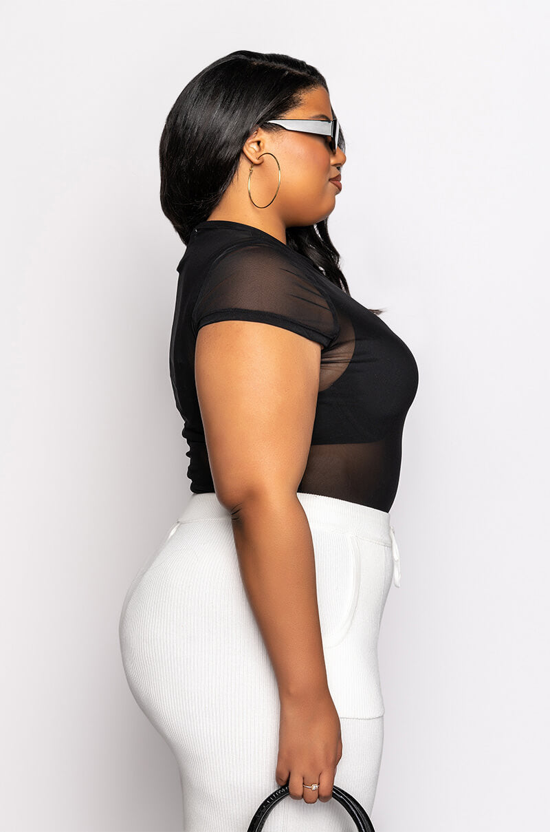 PLUS SO FIERCE SHORT SLEEVE MOCK NECK BODYSUIT