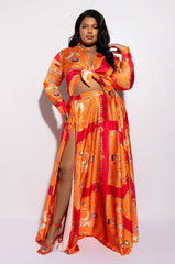PLUS PLACES TO BE SATIN MAXI WRAP SKIRT