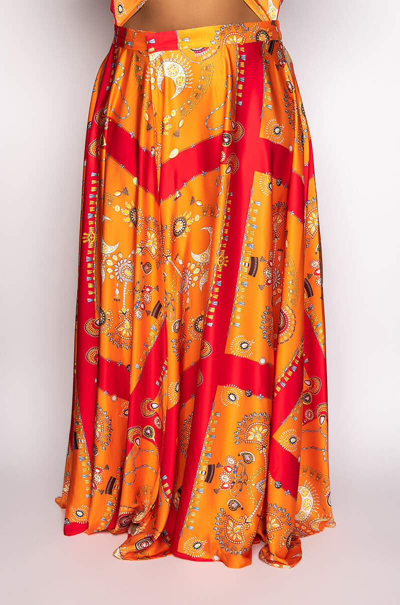 PLUS PLACES TO BE SATIN MAXI WRAP SKIRT