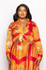 PLUS PLACES TO BE TIE FRONT SATIN BODYSUIT