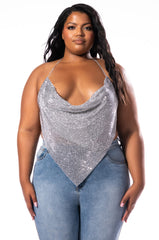 PLUS RIRI COWL NECK RHINESTONE BRALETTE