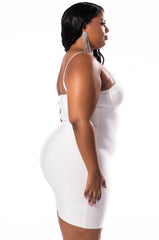 PLUS TWO FACE BANDAGE MINI DRESS WITH MESH DETAIL