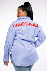PLUS UNBOTHERED POPLIN BUTTON DOWN BLOUSE