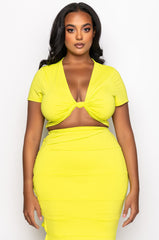 PLUS WORST BEHAVIOR KNOT FRONT CROP TOP