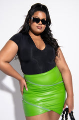 PLUS ZIP YOUR LIPS FAUX LEATHER MINI SKIRT
